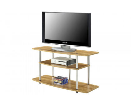 FaFurn - Modern Wood Metal TV Stand Entertainment Center in Light Oak Finish