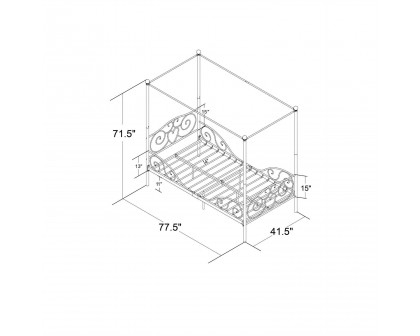 FaFurn Twin Size Canopy Bed Frame - Metal, Metal