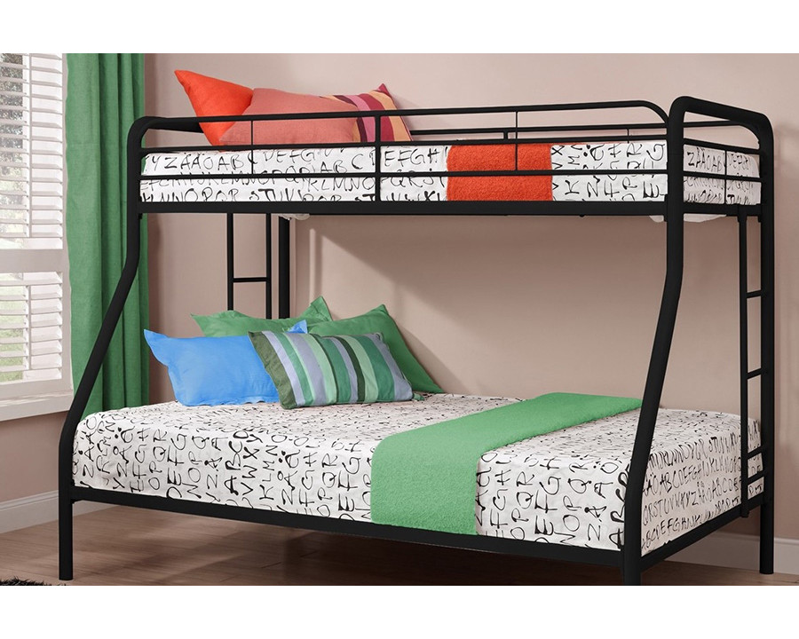 FaFurn - Twin Over Full Size Bunk Bed in Sturdy Black Metal