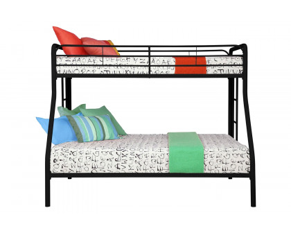 FaFurn - Twin Over Full Size Bunk Bed in Sturdy Black Metal