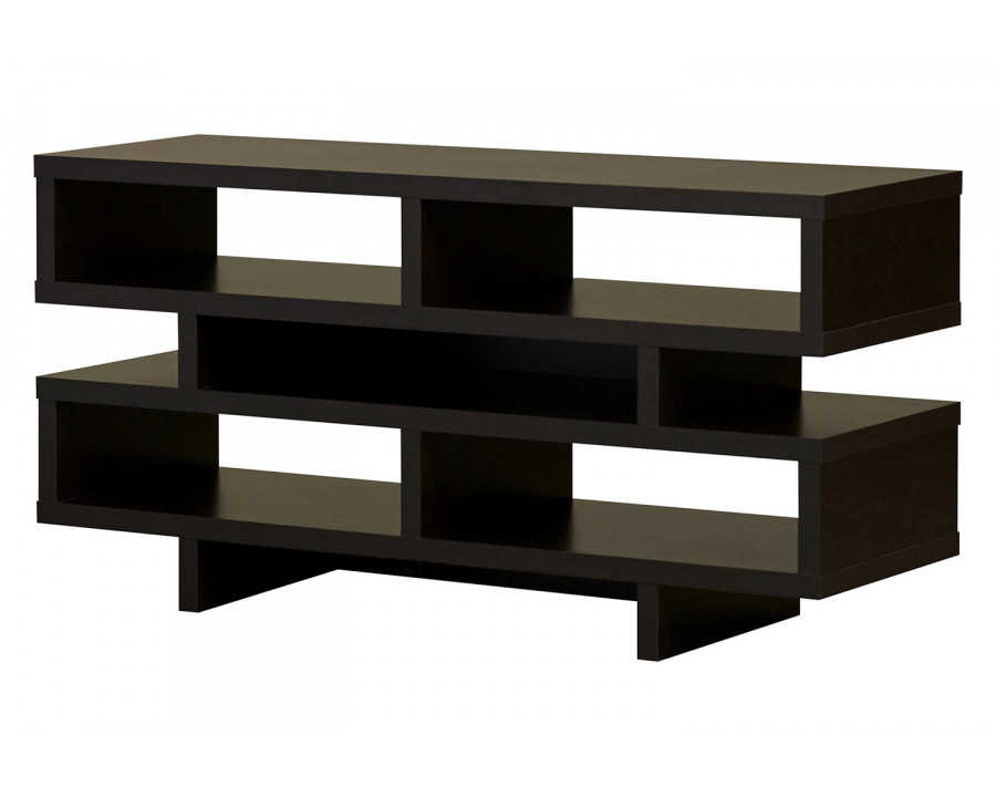 FaFurn - Modern TV Stand Entertainment Center in Dark Brown Wood Finish