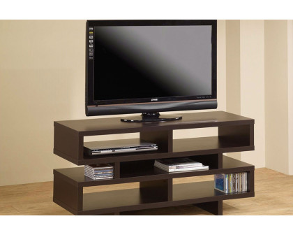 FaFurn - Modern TV Stand Entertainment Center in Dark Brown Wood Finish