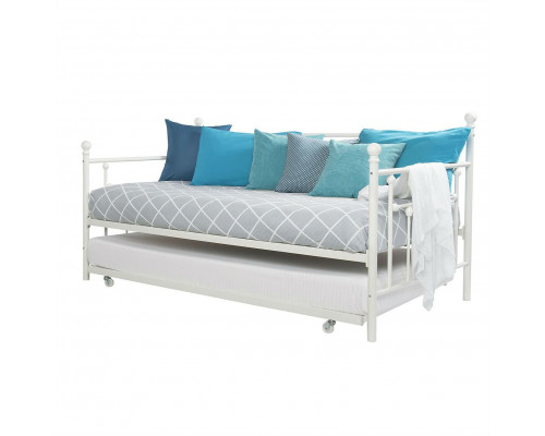 FaFurn - Twin Size Daybed Frame with Roll-Out Turndle Bed in White