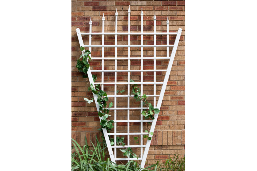 FaFurn™ - 7.75 Ft Fan Shaped Garden Trellis with Pointed Finals in White Vinyl