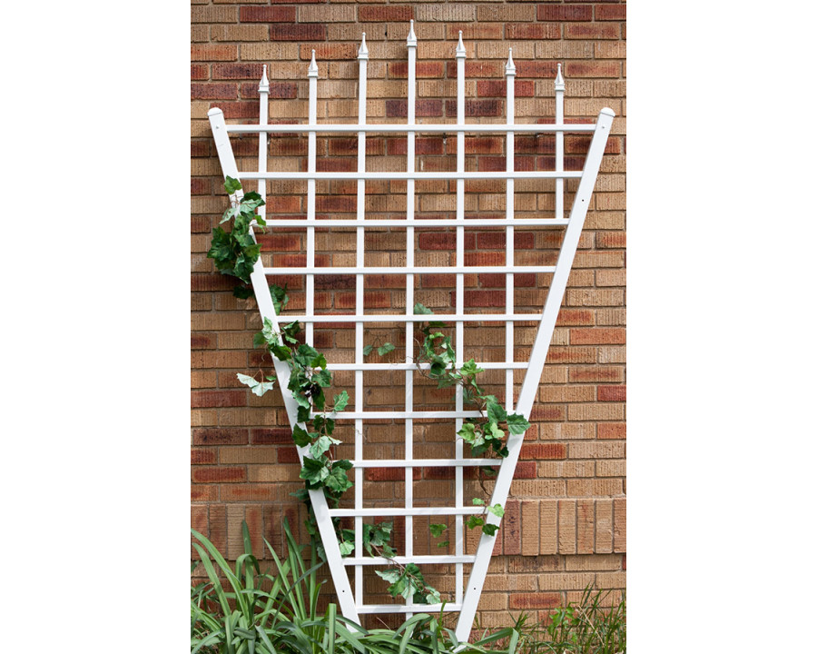 FaFurn - 7.75 Ft Fan Shaped Garden Trellis with Pointed Finals in White Vinyl