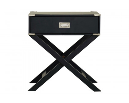 FaFurn 1-Drawer End Table/Nightstand with Modern Classic X Style Legs - Black