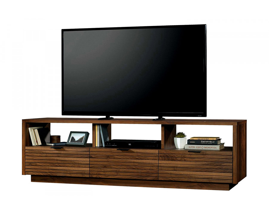 FaFurn - Modern Walnut Finish TV Stand Entertainment Center Fits Up To 70-Inch Tv