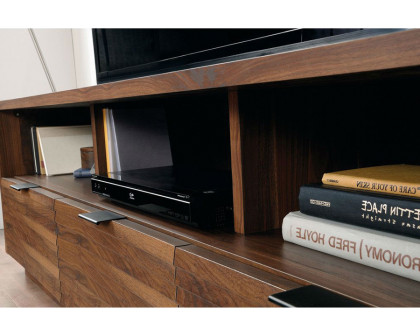 FaFurn - Modern Walnut Finish TV Stand Entertainment Center Fits Up To 70-Inch Tv