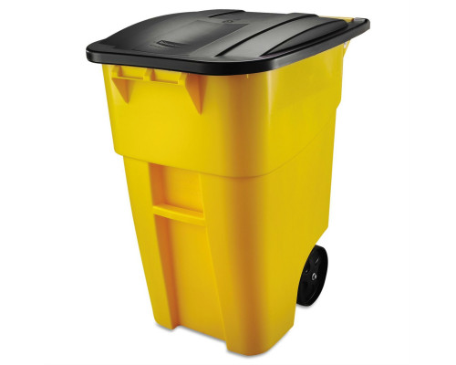 FaFurn 50 Gallon Trash Can with Black Lid - Yellow