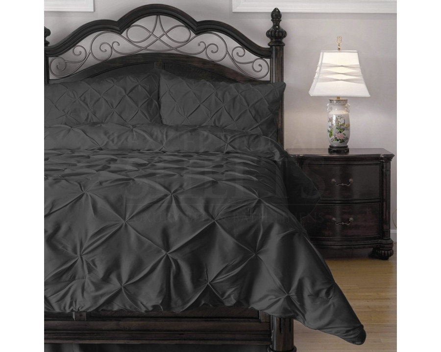 FaFurn - 4-Piece Queen Size Comforter Set with Pinch Pleat Puckering in Charcoal