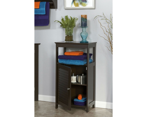 FaFurn - Modern Bathroom Floor Cabinet Free Standing Storage Unit in Espresso Wood Finish