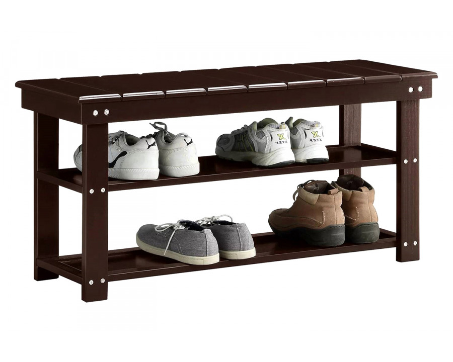 FaFurn - Wooden 2-Shelf Shoe Rack Storage Bench