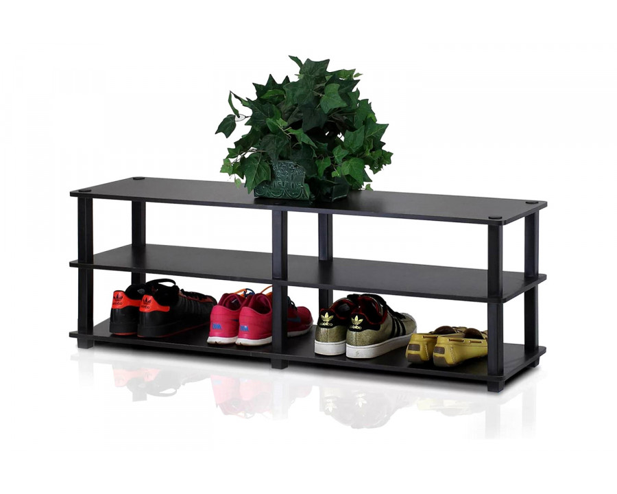 FaFurn - Modern 3-Shelf Espresso Black Shoe Rack Holds Up To 18 Pair of Shoes