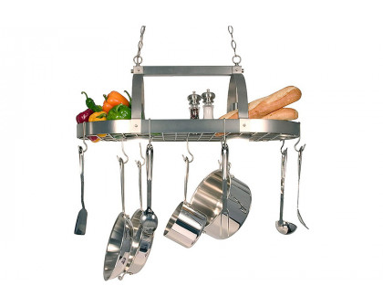 FaFurn - Rustic 2 Light 10 Hook Ceiling Mounted Hanging Pot Rack