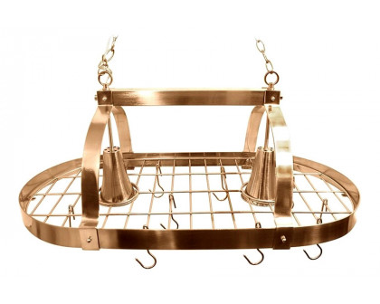 FaFurn Rustic 2 Light 10 Hook Ceiling Mounted Hanging Pot Rack - Copper