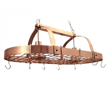 FaFurn Rustic 2 Light 10 Hook Ceiling Mounted Hanging Pot Rack - Copper