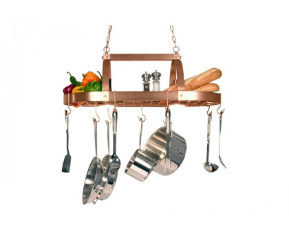 FaFurn Rustic 2 Light 10 Hook Ceiling Mounted Hanging Pot Rack - Copper