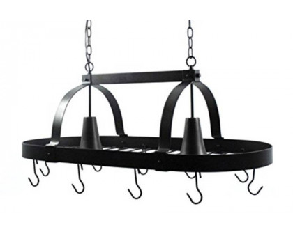 FaFurn - Rustic 2 Light 10 Hook Ceiling Mounted Hanging Pot Rack