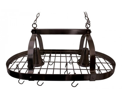 FaFurn Rustic 2 Light 10 Hook Ceiling Mounted Hanging Pot Rack - Bronze