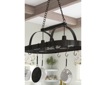 FaFurn Rustic 2 Light 10 Hook Ceiling Mounted Hanging Pot Rack - Bronze