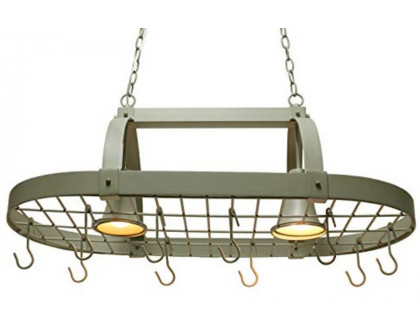 FaFurn - Rustic 2 Light 10 Hook Ceiling Mounted Hanging Pot Rack