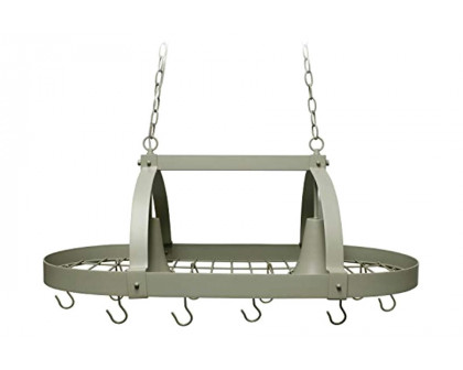 FaFurn Rustic 2 Light 10 Hook Ceiling Mounted Hanging Pot Rack - Slate Gray