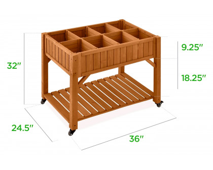 FaFurn - Outdoor Raised Garden Bed Planter Box with Locking Wheels in Brown, Wood