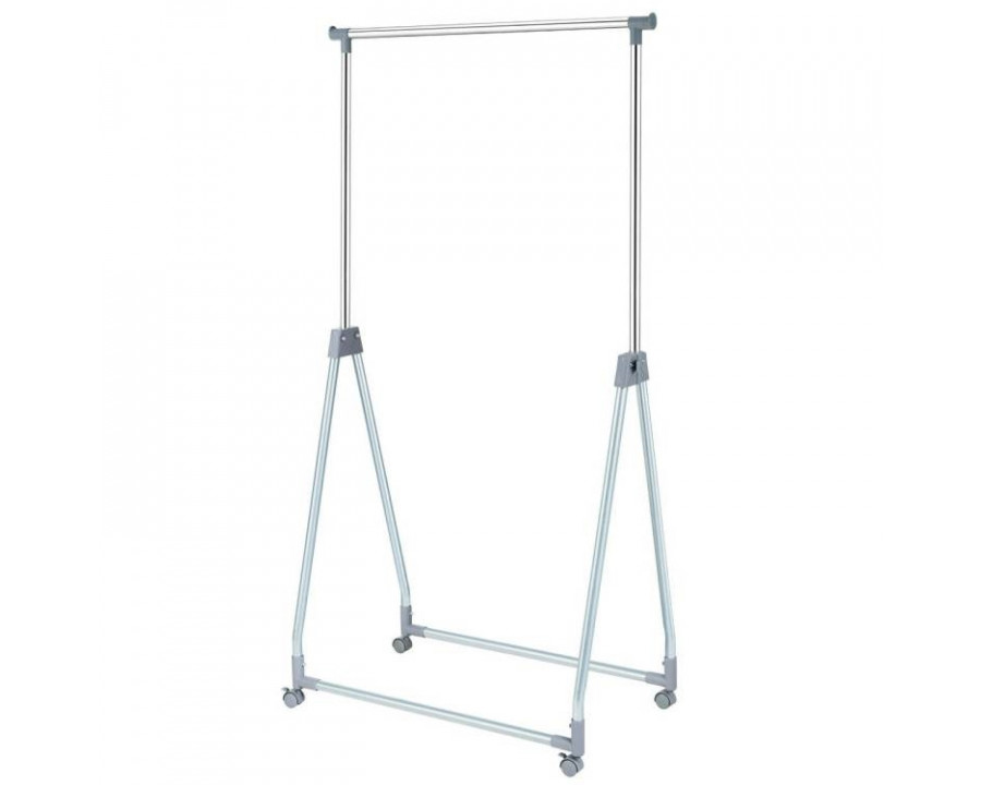 FaFurn Folding Garment Rack Clothes with Lockable Wheels - Silver, Metal