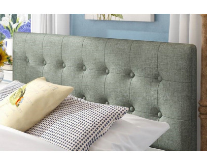 FaFurn - Full Size Gray Fabric Button-Tufted Upholstered Headboard