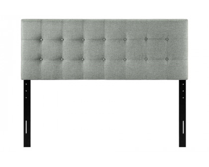 FaFurn - Full Size Gray Fabric Button-Tufted Upholstered Headboard