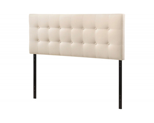 FaFurn - Full Size Ivory Fabric Upholstered Button-Tufted Headboard