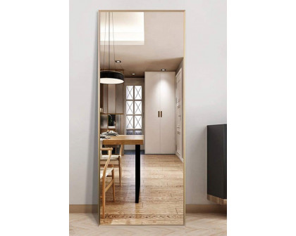 FaFurn Modern Full Length Floor Mirror with Stand Or Wall Mount - Gold