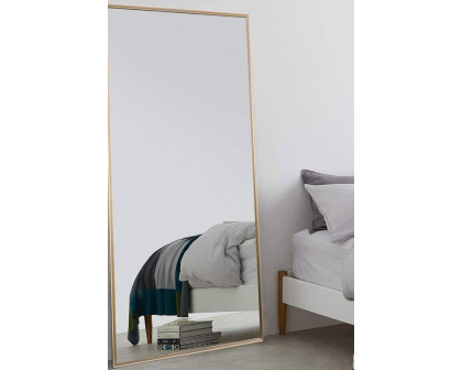 FaFurn Modern Full Length Floor Mirror with Stand Or Wall Mount - Gold