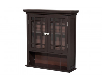 FaFurn - Dark Espresso 2-Door Bathroom Wall Cabinet with Open Shelf