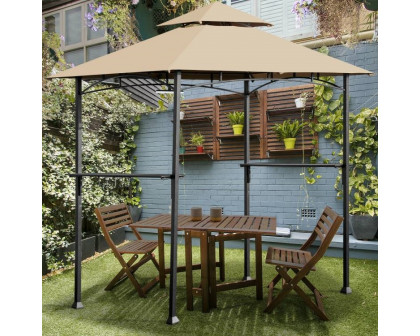 FaFurn - Gazebo with Vented Canopy in Khaki, Metal/Polyester