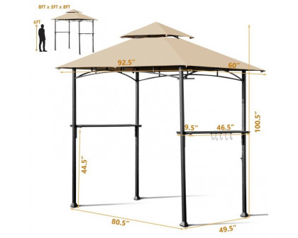 FaFurn - Gazebo with Vented Canopy in Khaki, Metal/Polyester