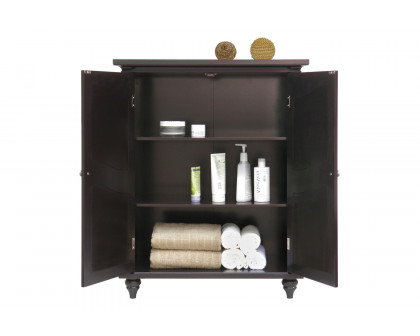 FaFurn Bathroom Linen Storage Floor Cabinet with 2-Doors - Dark Brown