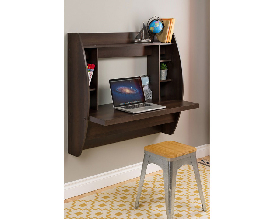 FaFurn Modern Floating Wall Mounted Computer Desk - Espresso