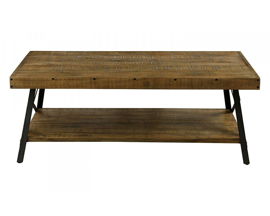 FaFurn Modern Industrial Style Solid Wood Coffee Table with Steel Legs