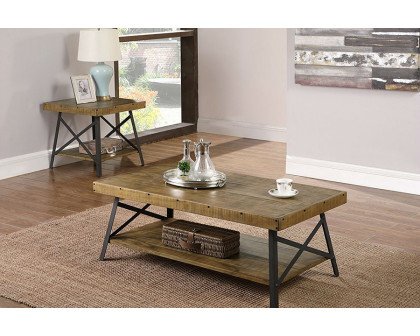 FaFurn Modern Industrial Style Solid Wood Coffee Table with Steel Legs