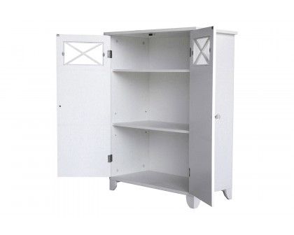 FaFurn - White 2-Door Bathroom Floor Cabinet with Adjustable Storage Shelf