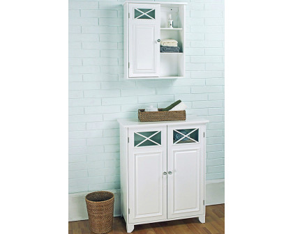 FaFurn - White 2-Door Bathroom Floor Cabinet with Adjustable Storage Shelf