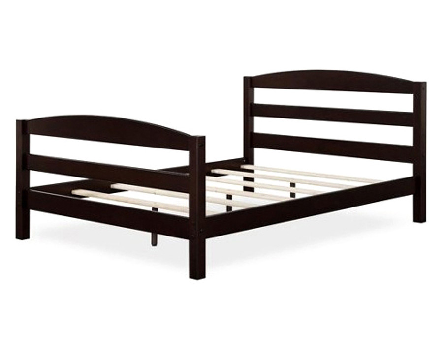 FaFurn - Full Size Minimalist Platform Bed Headboard Footboard in Espresso