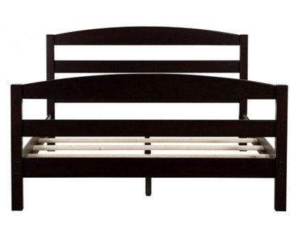 FaFurn - Full Size Minimalist Platform Bed Headboard Footboard in Espresso