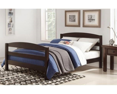 FaFurn - Full Size Minimalist Platform Bed Headboard Footboard in Espresso