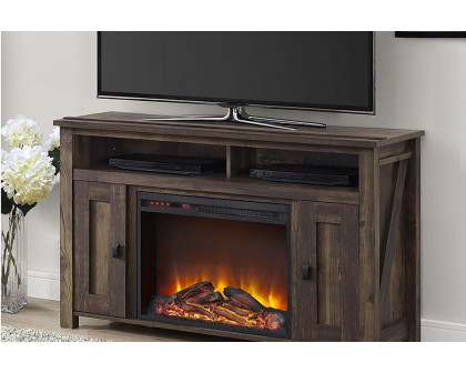 FaFurn - 50-Inch TV Stand in Medium Brown Wood with 1,500 Watt Electric Fireplace