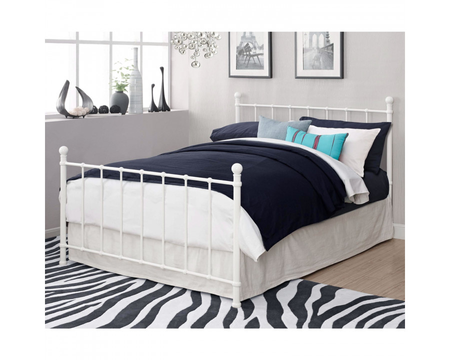 FaFurn - Full Size Platform Bed Frame with Headboard and Footboard in White, Metal