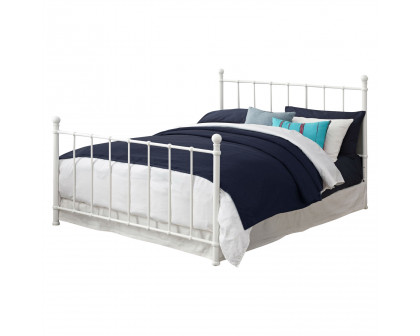 FaFurn - Full Size Platform Bed Frame with Headboard and Footboard in White, Metal