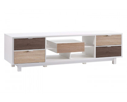 FaFurn - Modern 70-Inch White TV Stand Entertainment Center with Natural Wood Accents