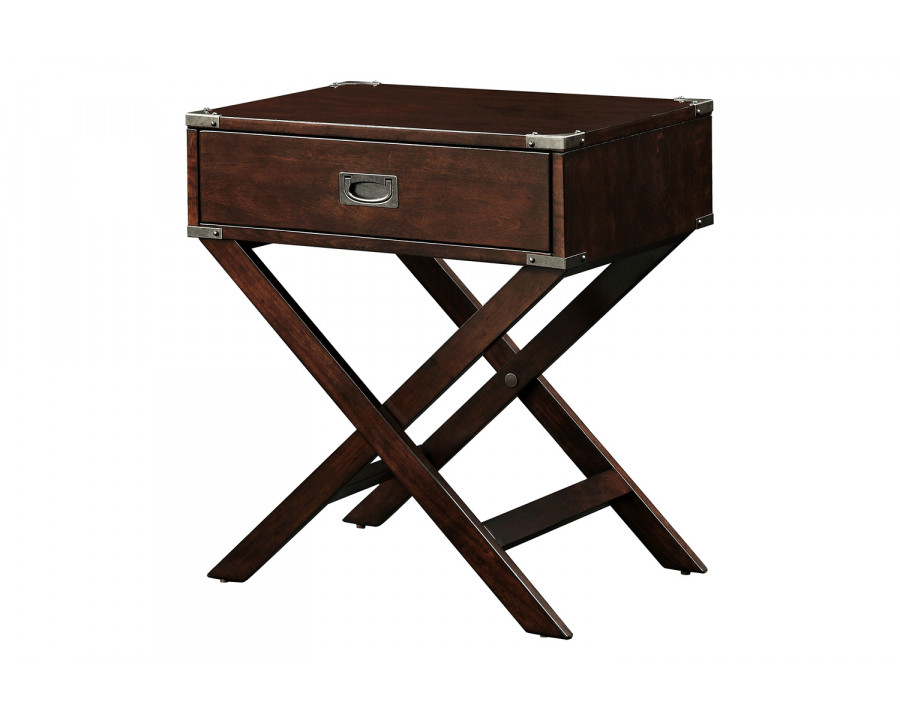 FaFurn 1-Drawer End Table/Nightstand with Modern Classic X Style Legs - Espresso Brown